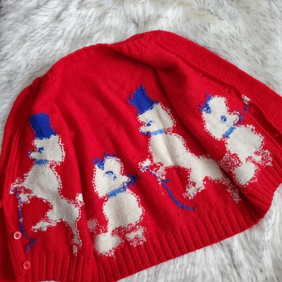 Vtg Mary Maxim Kids French Poodle Cardigan - Picture 3 of 10